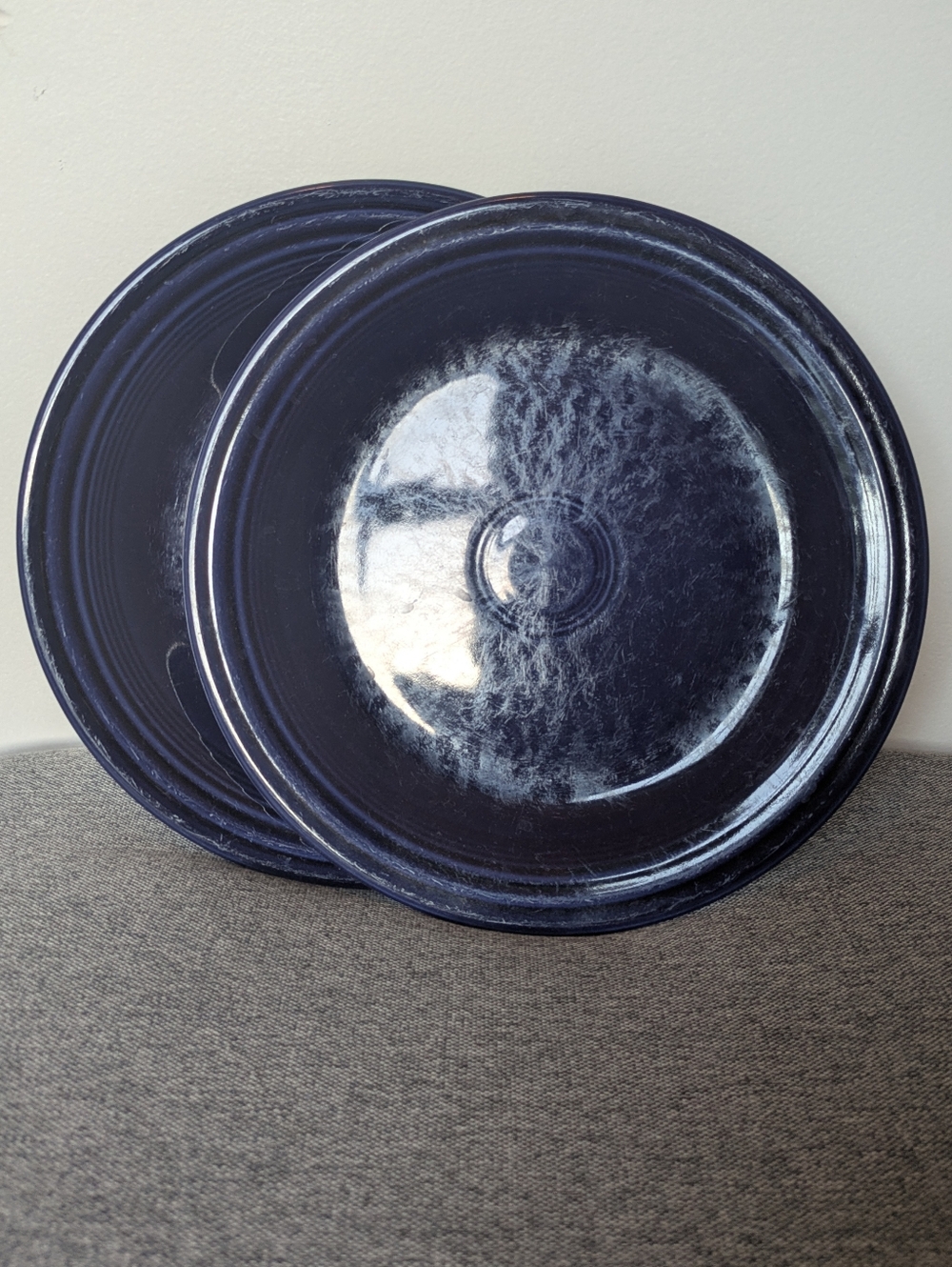 2 Fiesta Fiestaware HLC Cobalt Blue Dinner Plates Dinnerware Homer Laughlin